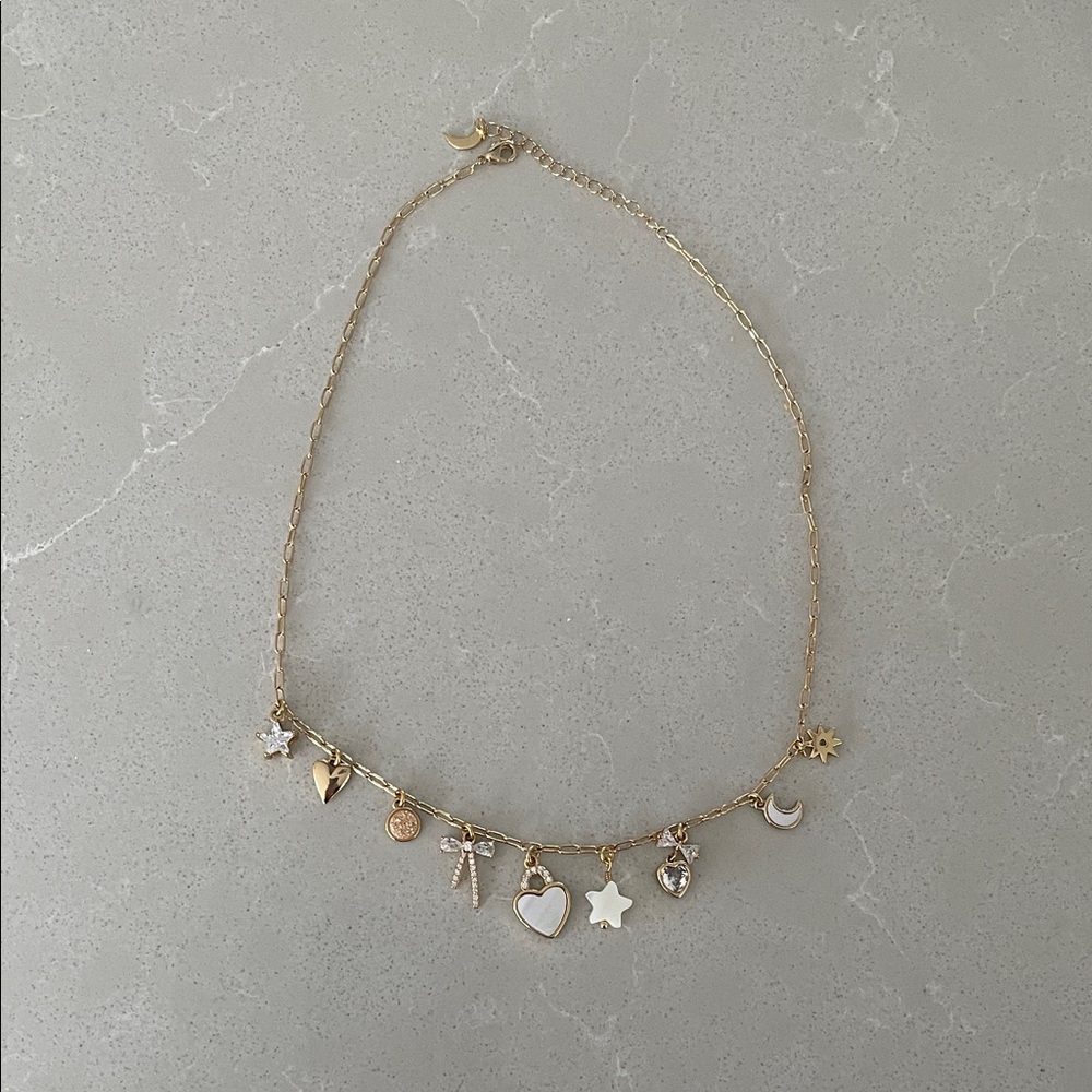 Charming Gold Necklace with White Accents